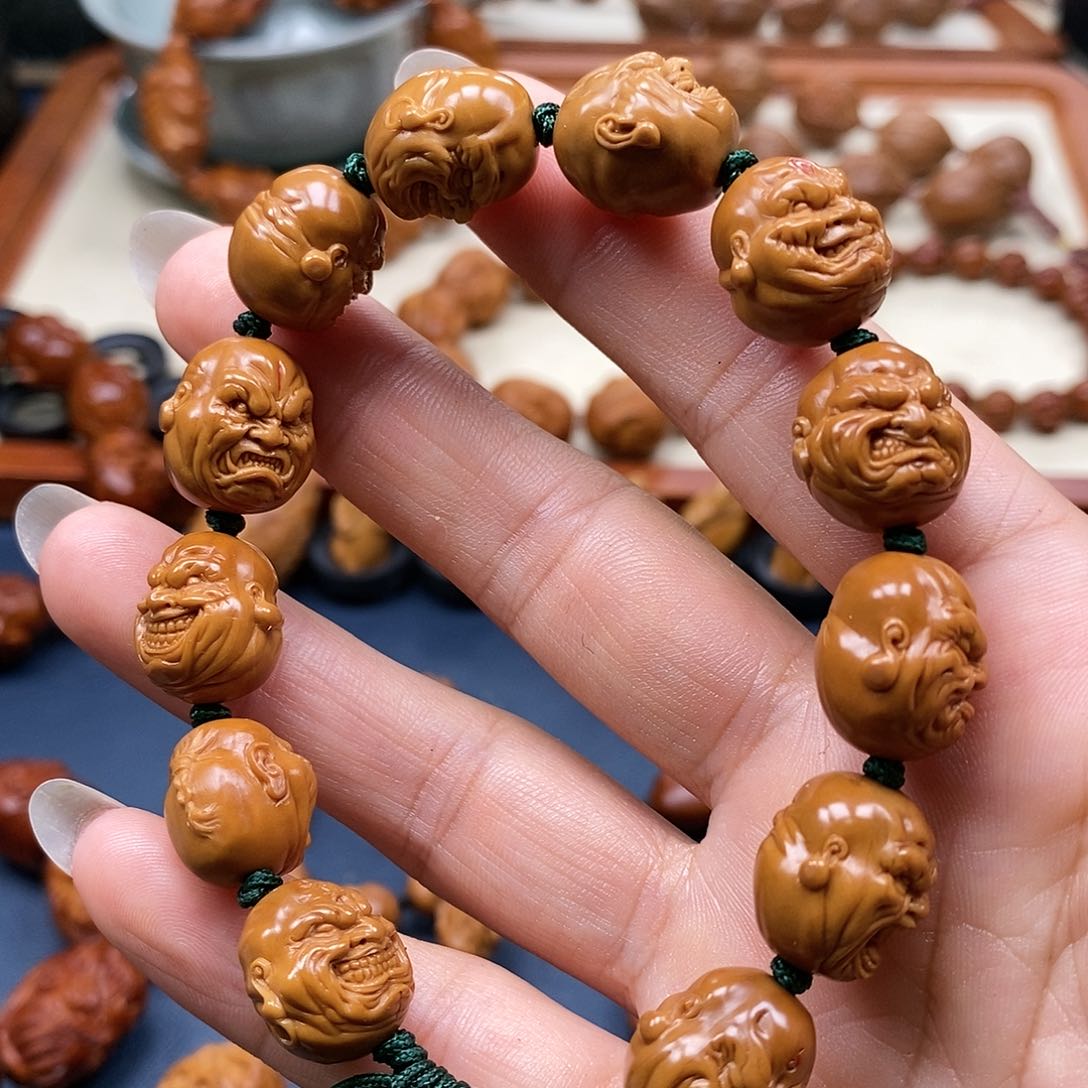 橄榄核核雕剧*I恶僧手串