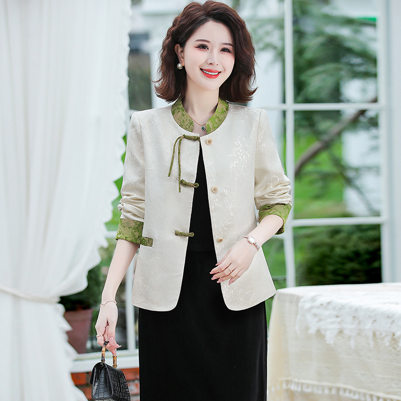 春秋季长袖国风新中式女装外套时尚显瘦复古妈妈装短款民族风气质