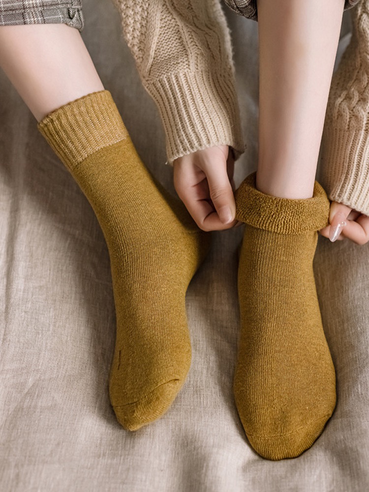 秋冬毛圈袜加厚加绒保暖男女款长袜地板袜保暖舒适毛巾袜中筒袜