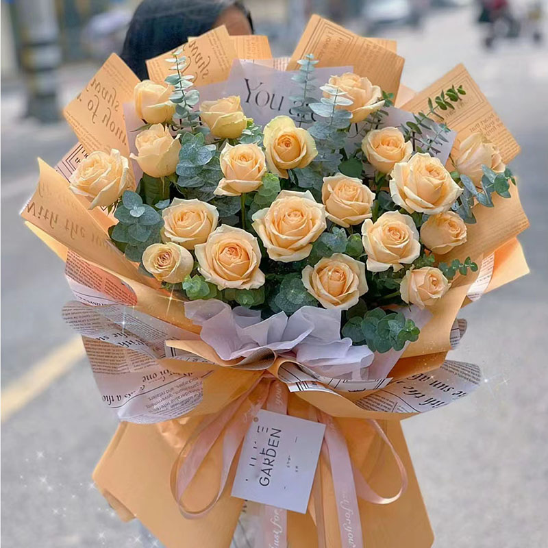 19朵香槟玫瑰花束过生日女友闺蜜情人节全国同城鲜花配送新鲜