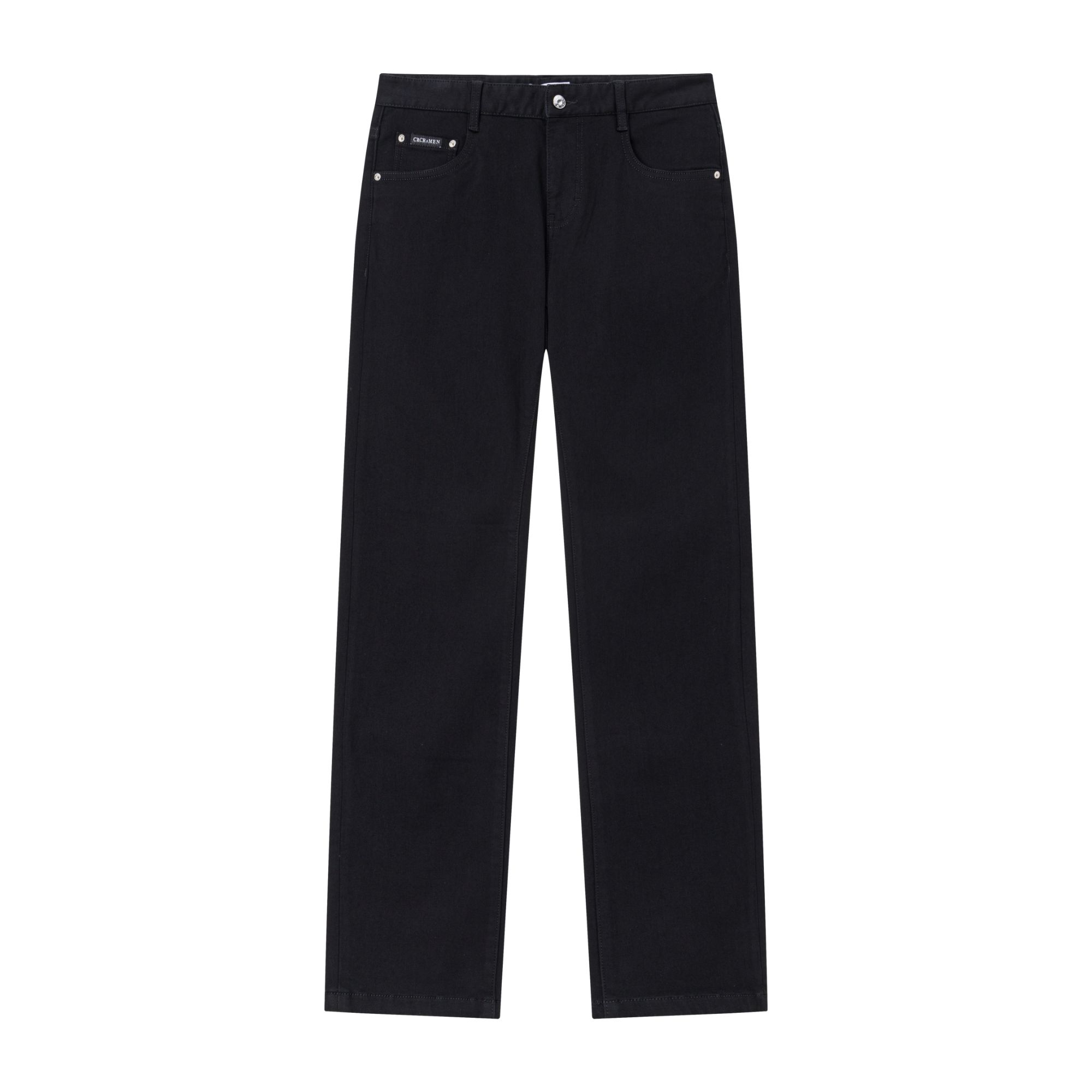 CRCR秋冬季男士刺绣修身弹力简约休闲商务百搭加厚水洗黑色牛仔裤