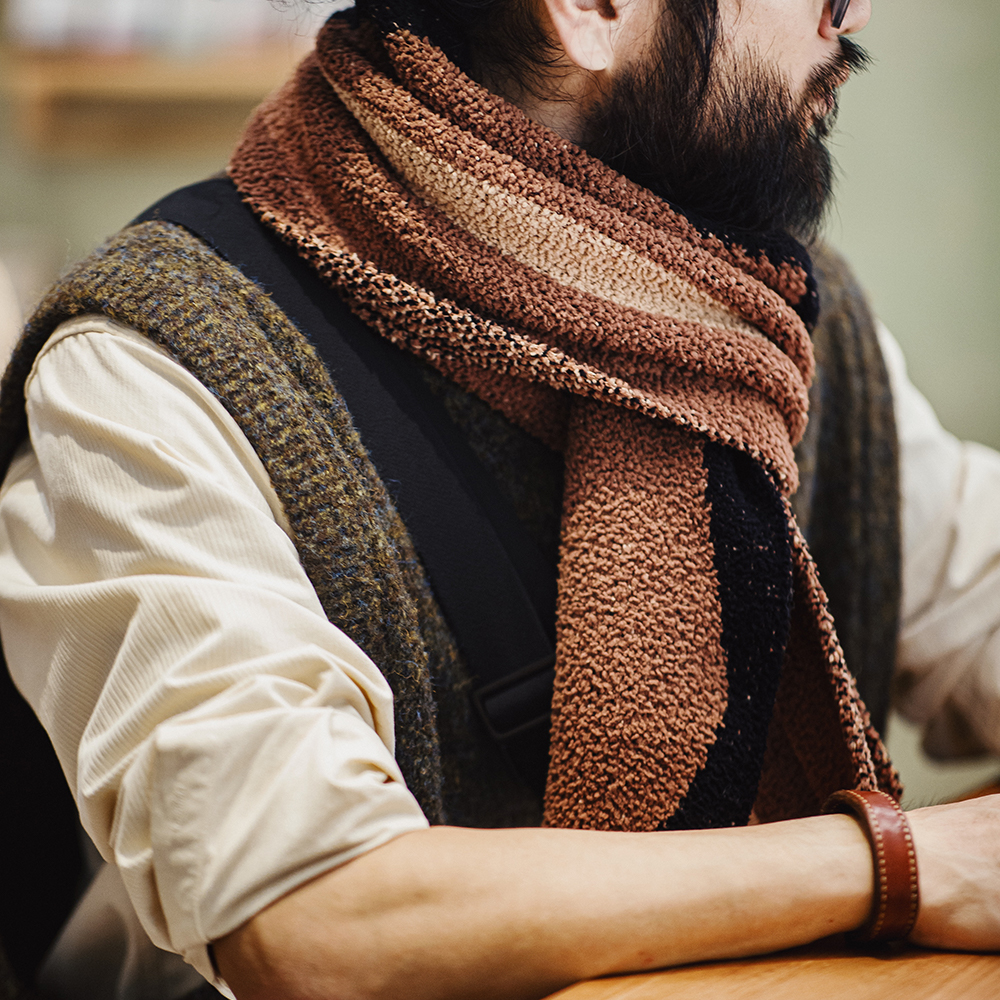 马登工装复古双面颗粒绒围巾纳瓦霍条纹毛绒软糯保暖围脖男女秋冬