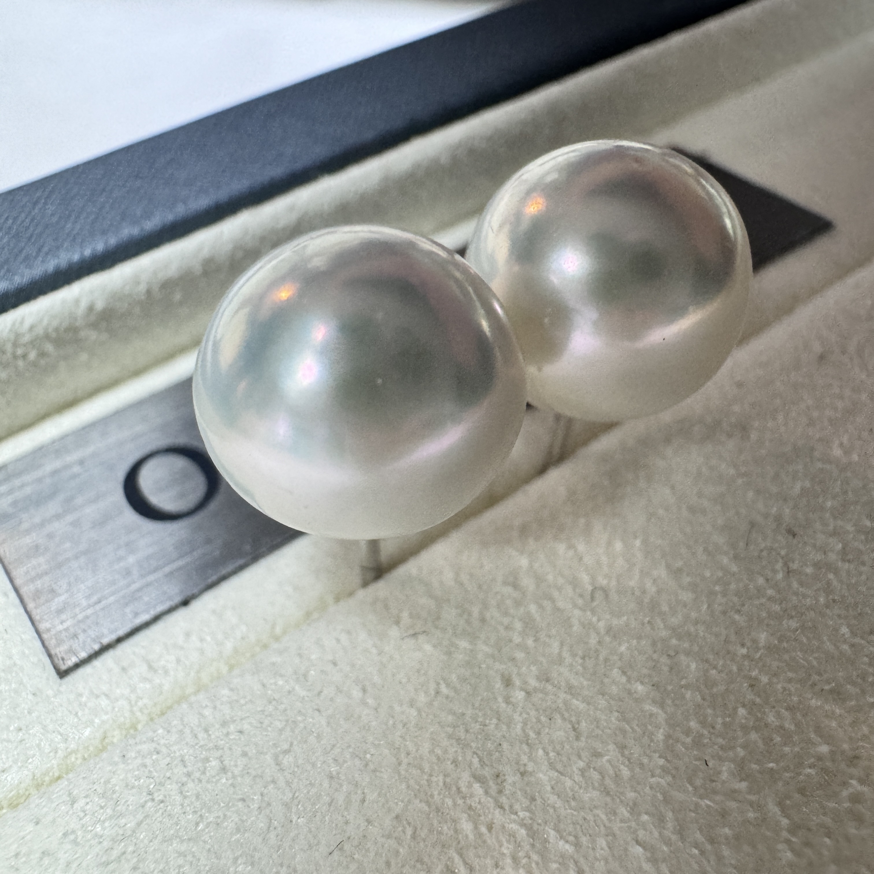 淡水珍珠耳钉11mm简约优雅s925银镶嵌