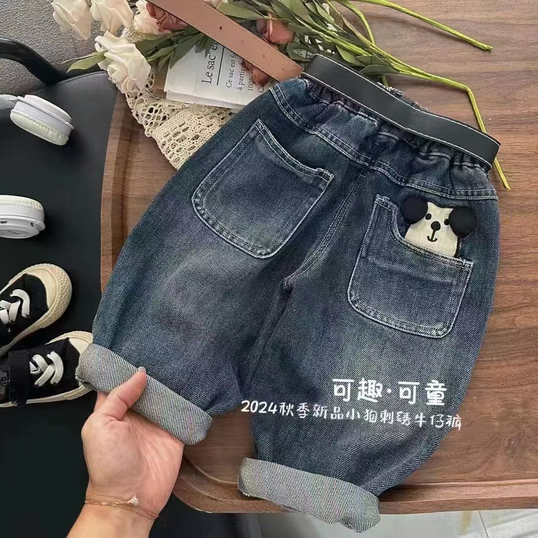 男童春秋男孩宝宝卡通牛仔裤2025新款软糯中小童长裤百搭学生时尚