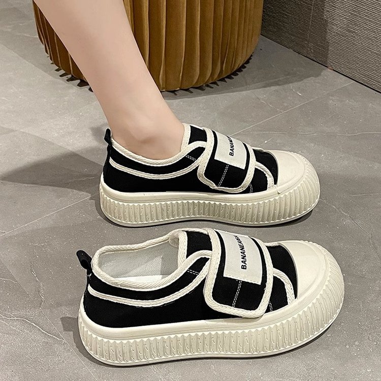 牌2023新款小众设计面包鞋复古百搭女鞋春季帆布鞋女新款板