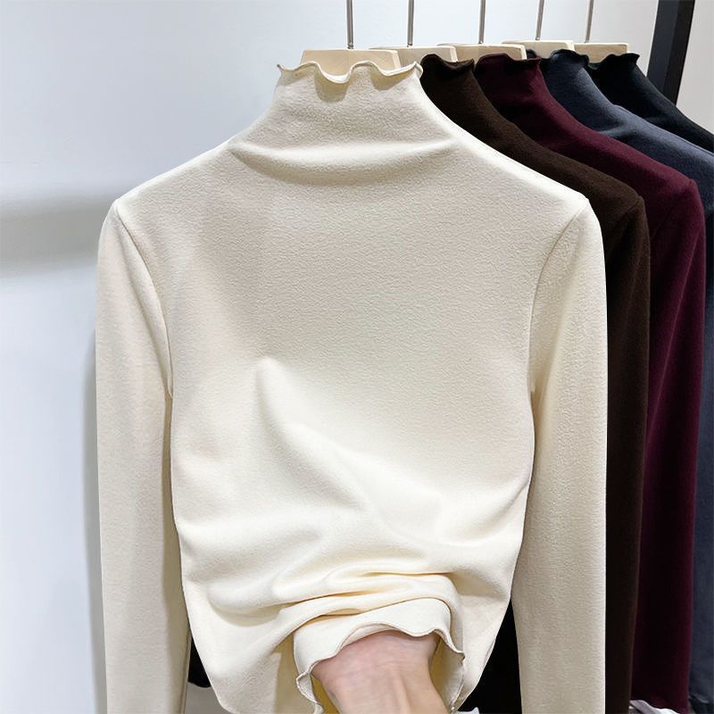 木耳边女童半高领德绒打底衫秋冬内搭儿童中大童装女孩保暖上衣潮