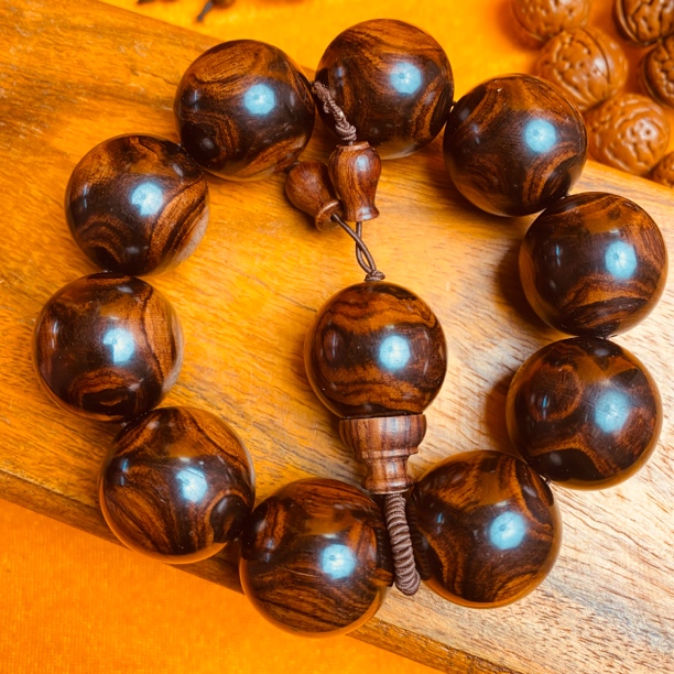 非金属木质手链 精品紫油梨四星上将对鬼脸十一珠手串2.5cm