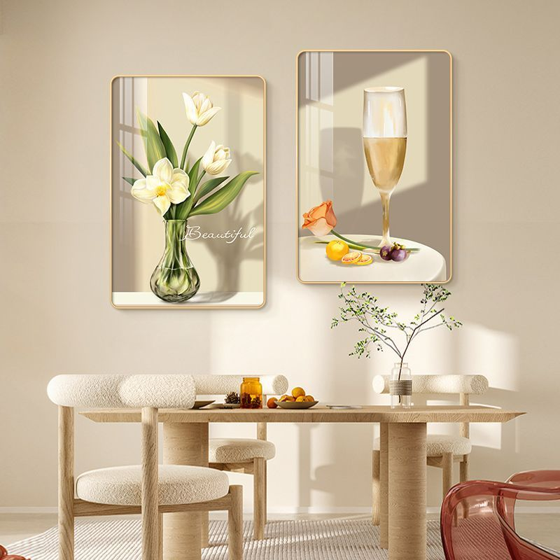 新中式现代简约高级感餐厅艺术客厅花卉挂画温馨餐厅装饰画金框