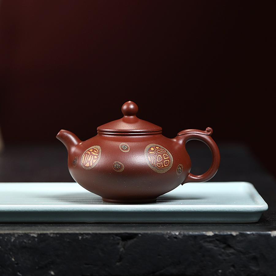 JCY-0043非遗正品手工 季畅园 福禄寿喜 龙血砂150cc宜兴紫砂壶