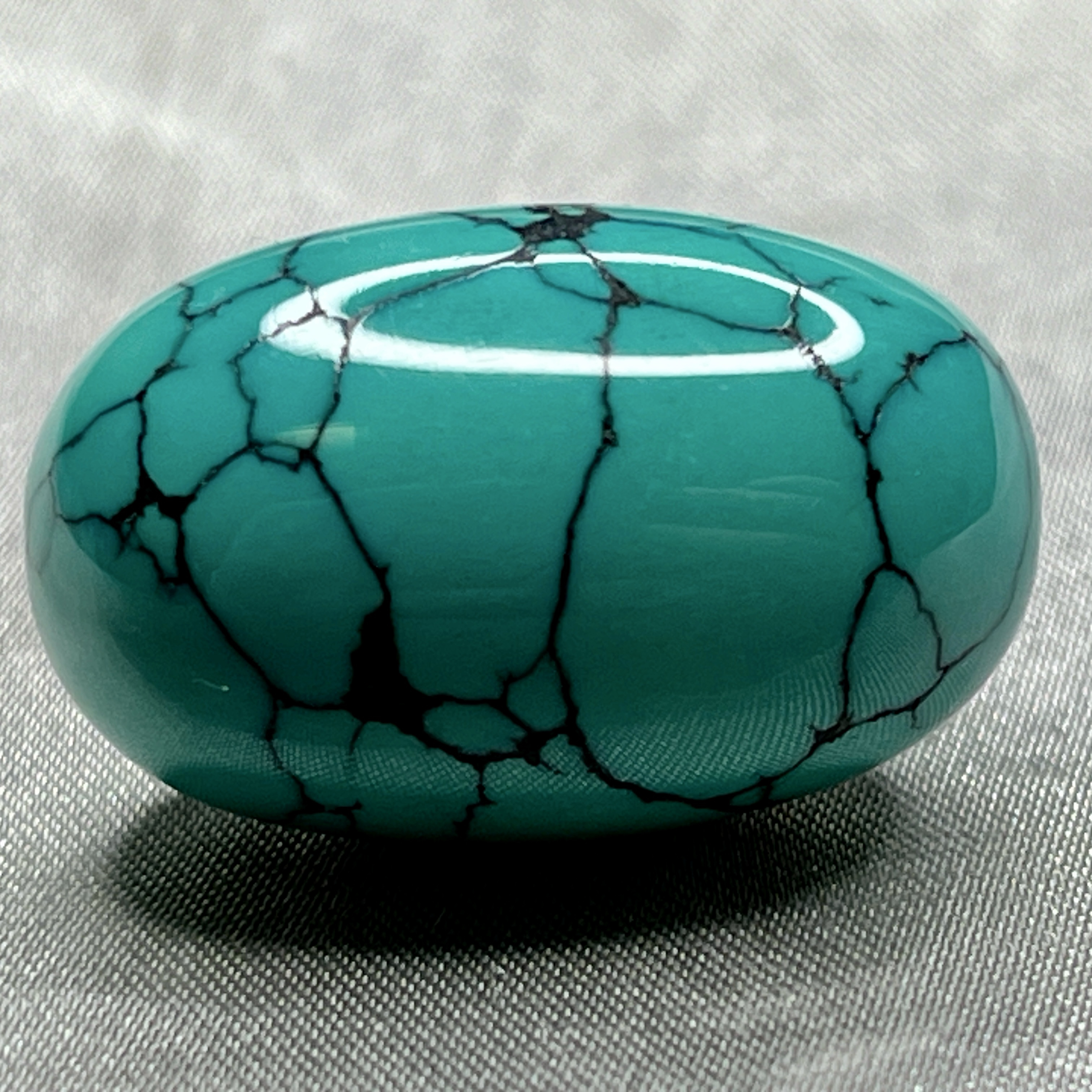 绿松枣珠，尺寸16x25mm重10.38克