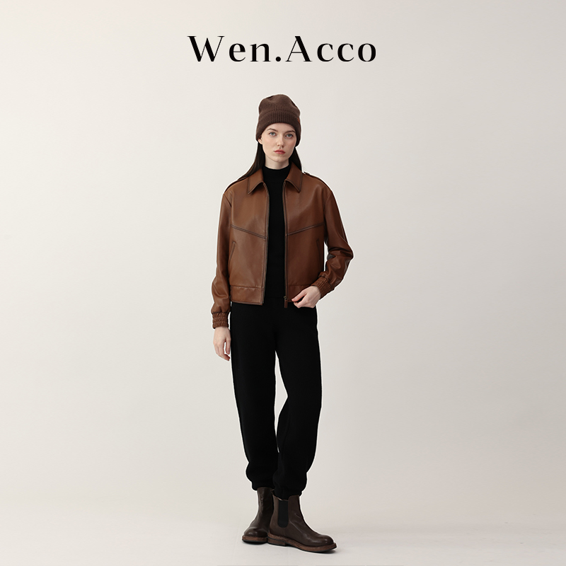 【驻颜】复古质感短夹克帅气机车皮衣翻领设计宽松高级感短外套女
