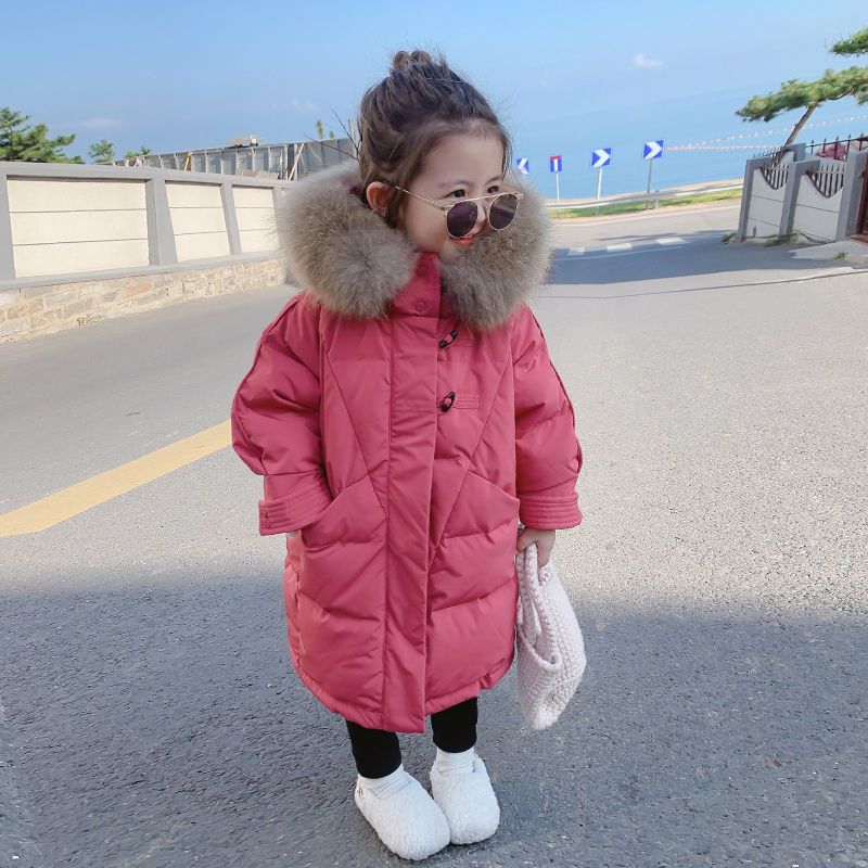 女童衣冬季加厚年新款儿童外套洋气中长款羽绒服宝宝冬装