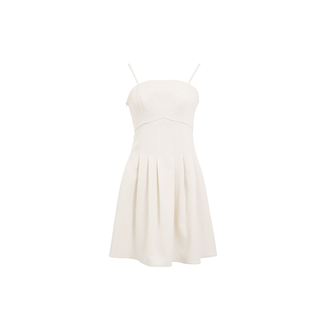 DNCY修身压褶吊带裙连衣裙显瘦气质白色轻奢时尚DA31330112