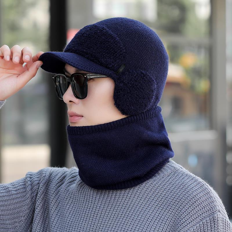 冬季防寒保暖针织帽子男冬天韩版户外护耳骑车加厚套头毛线帽男士