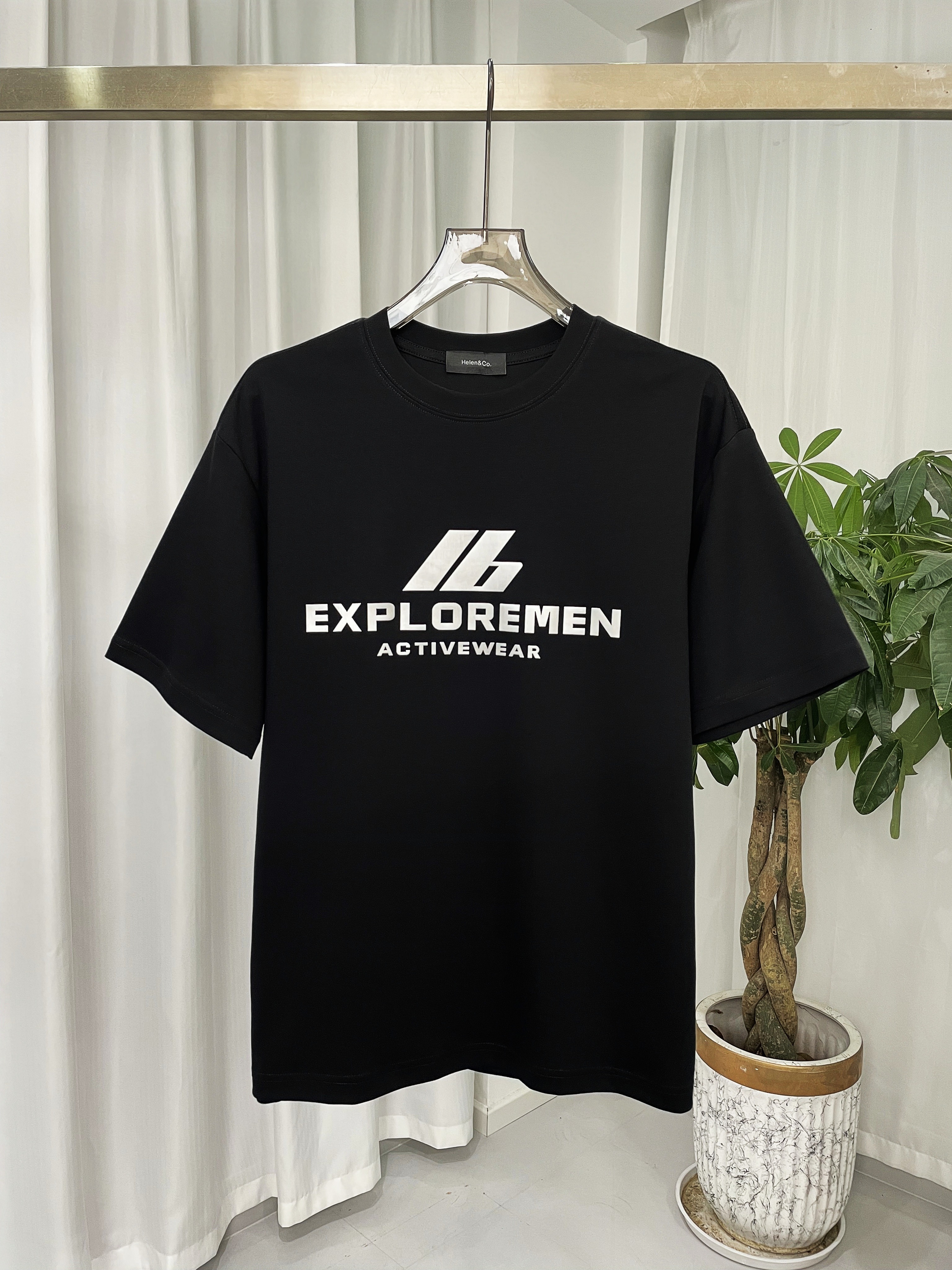 ib探索轻奢潮牌时尚液氨棉短袖T恤男女情侣款ins宽松半袖上衣