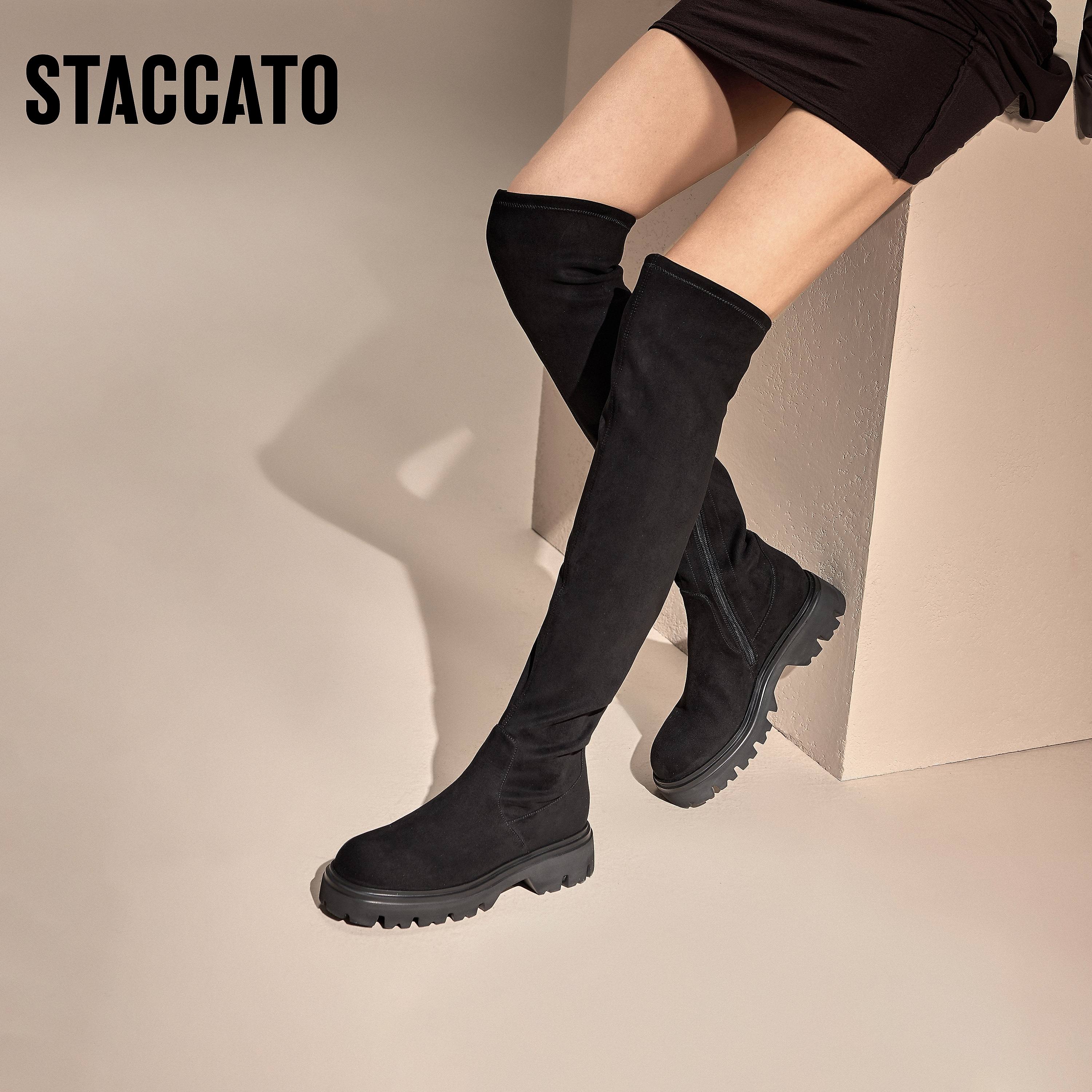 思加图新款夜幕特工过膝靴弹力靴超长靴EZP04DC4