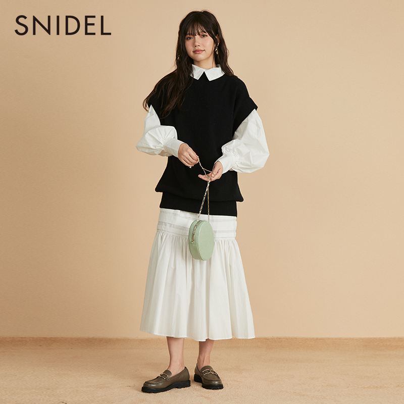SNIDEL复古休闲百搭优雅淑女针织衫鱼尾连衣裙两件套SWNO224102