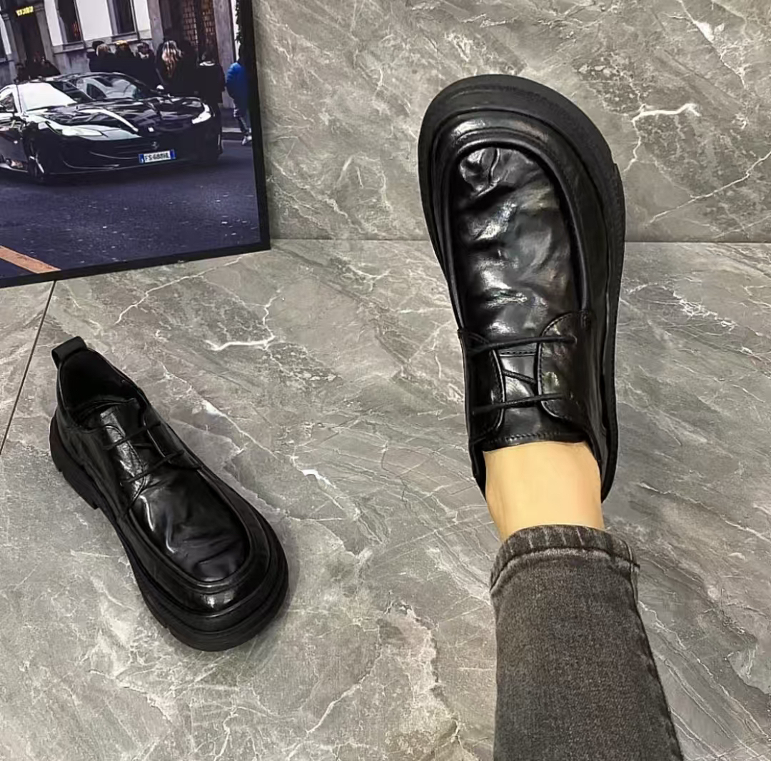 水牛皮芒果鞋真皮商务休闲鞋皮鞋