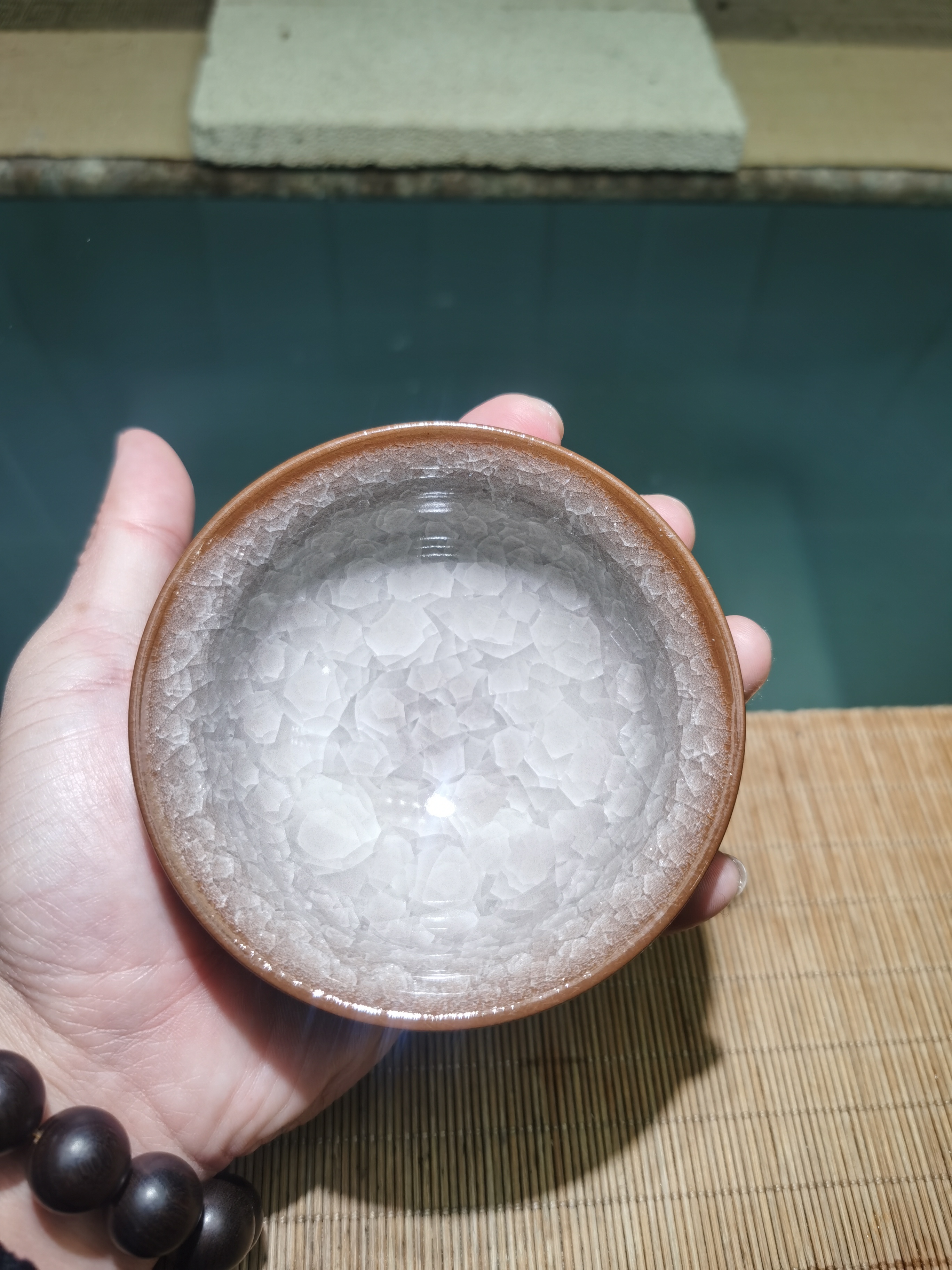双面蓝冰裂高端茶器主人杯冰花杯冰裂纹陶瓷主人杯0