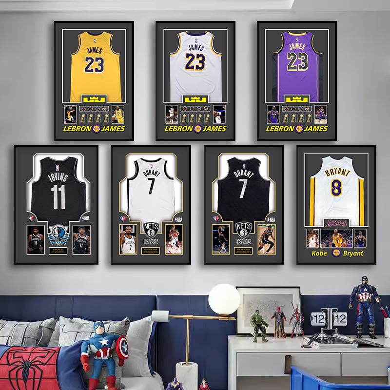 NBA篮球明星球衣装饰画詹姆斯科比网咖酒吧电竞酒店房间卧室挂画