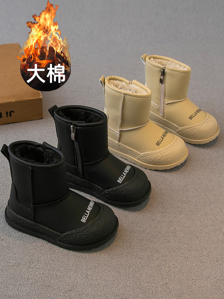 回力瑞女童雪地靴2023冬季新款儿童大棉鞋加绒加厚女宝防水短靴子