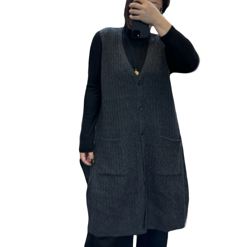 1126款原单休闲时尚显瘦网红中长款百搭纯色古法针织背心