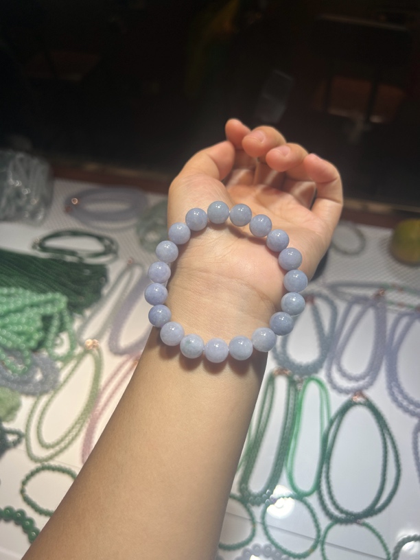 缅甸天然a货翡翠卡10紫色手串