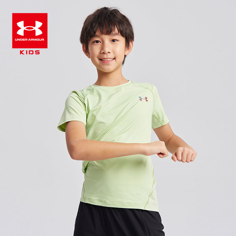安德玛童装男女高能感夏季运动透气短袖凉感速干宽松T恤