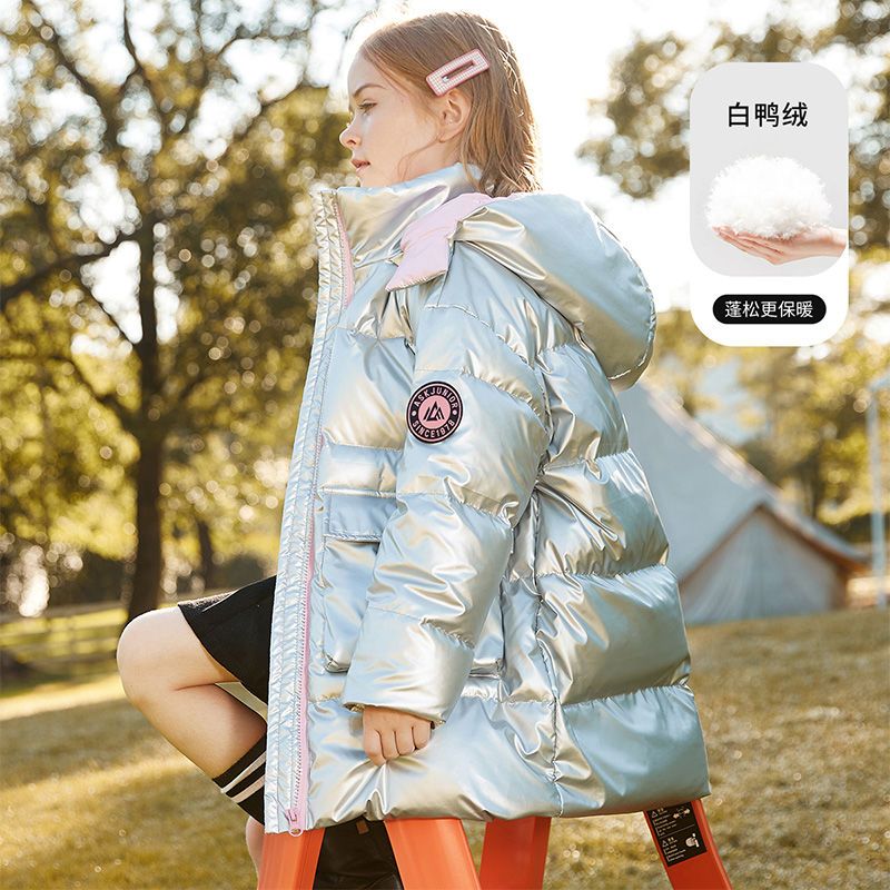 森林与孩子女童2022冬新品连帽白鸭绒保暖羽绒服90绒加厚保暖外套