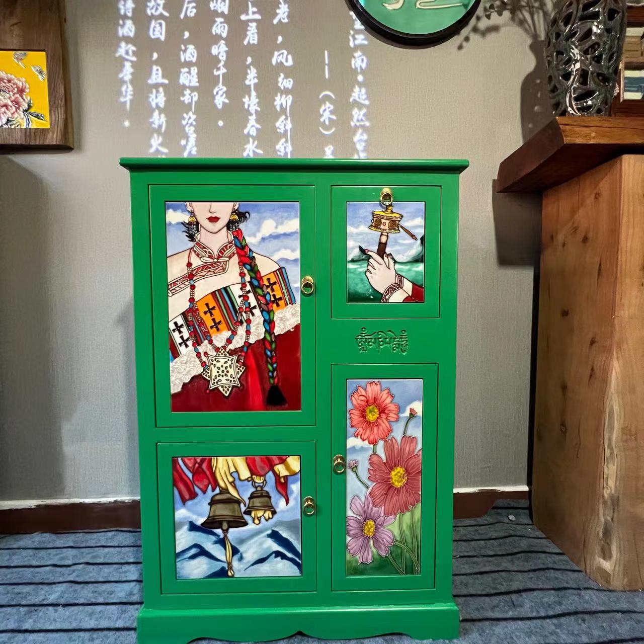 【粤薇】格桑花开··复古手工松弛感置物柜创意玄关家庭··34··64··94