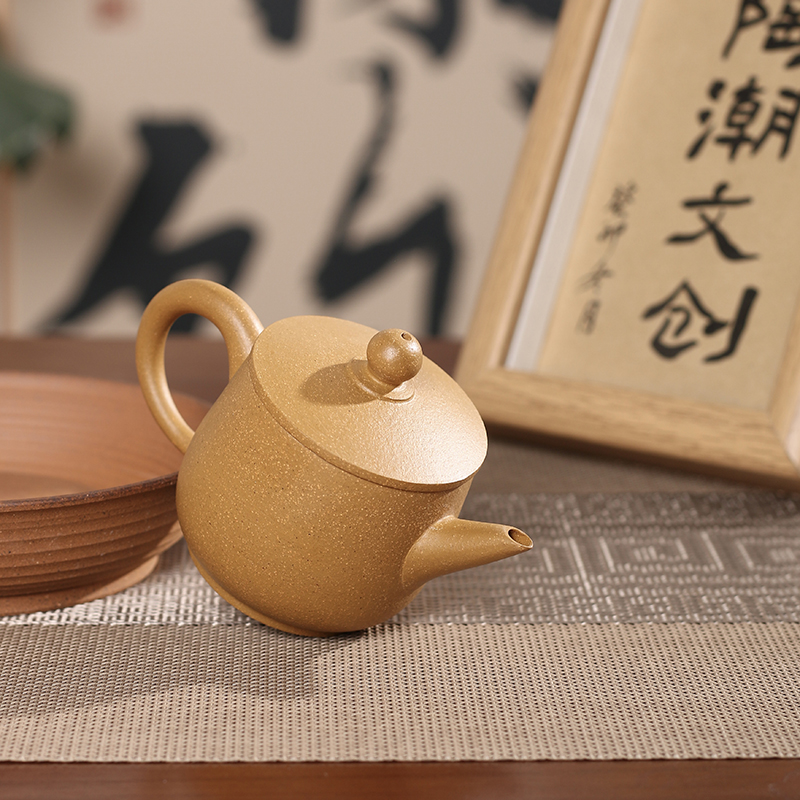 潮州段泥手拉壶小品壶大口汉瓦小容量功夫茶壶中式全手工复古茶壶