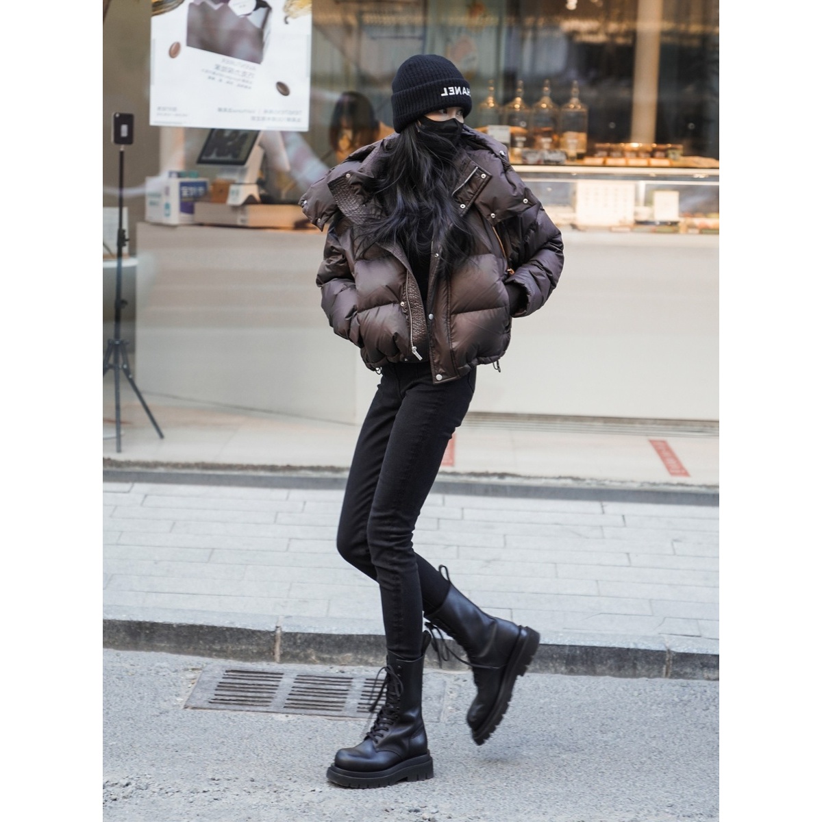 咖色羽绒服女短款2023冬季韩版宽松保暖连帽休闲外套时尚潮流女装