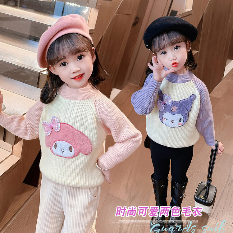 女童毛衣秋冬款2023新款洋气冬季加绒加厚半高领冬款儿女童针织衫