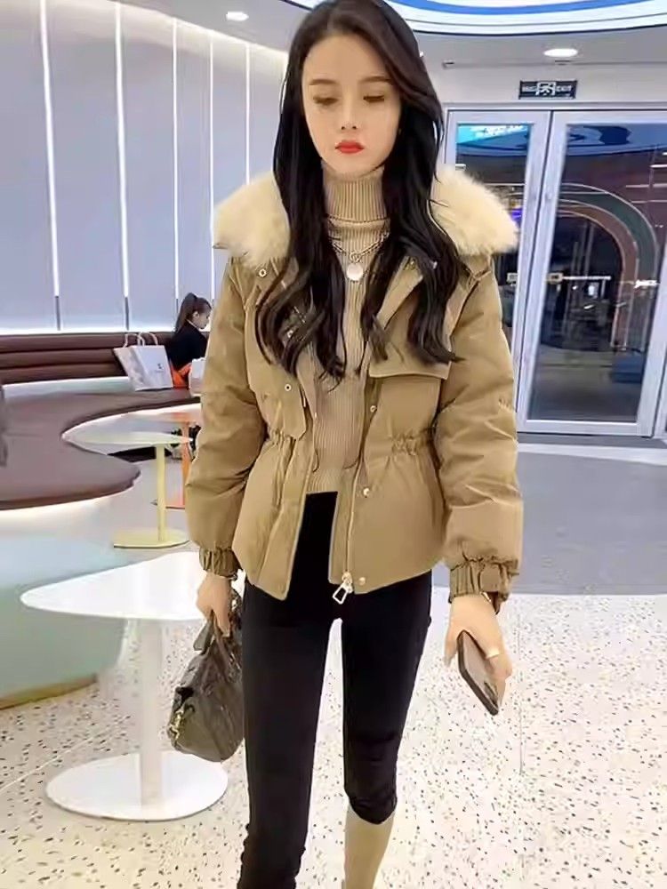 2023小个子羽绒服女装秋冬季新款高级感保暖大毛领收腰棉网红款
