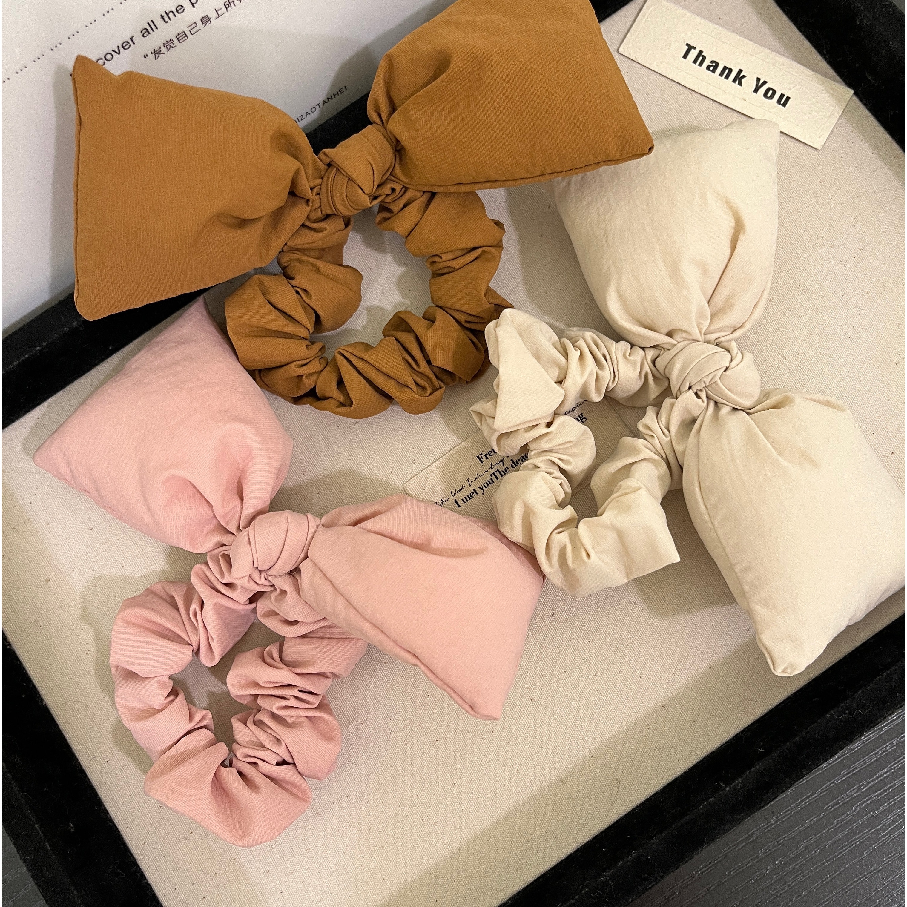 夹心糖 韩国Chic复古文艺风面包感泡泡棉蝴蝶结大肠发圈发绳皮筋