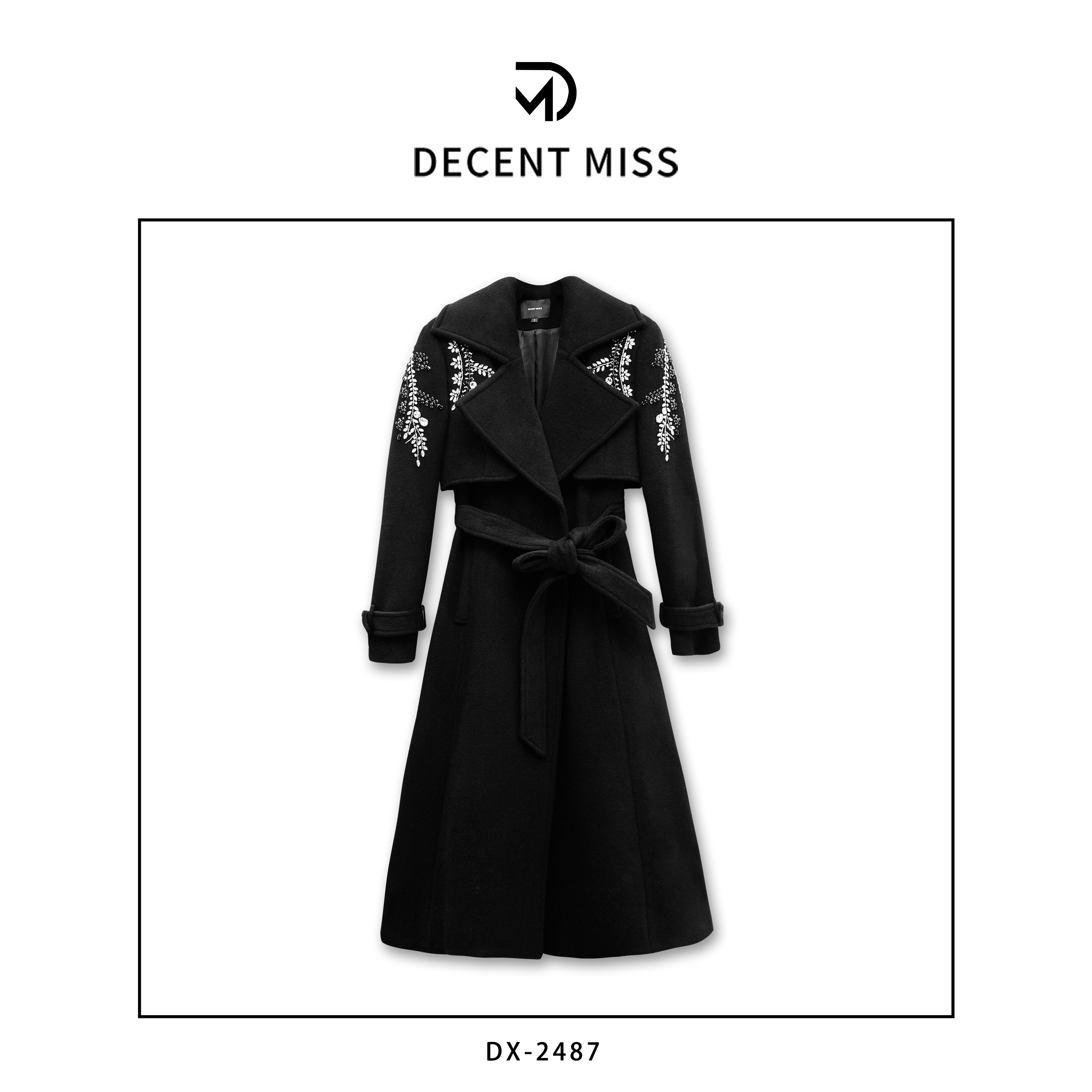 DECENT MISS 原创设计定制长款100羊毛大衣外套DX-2487
