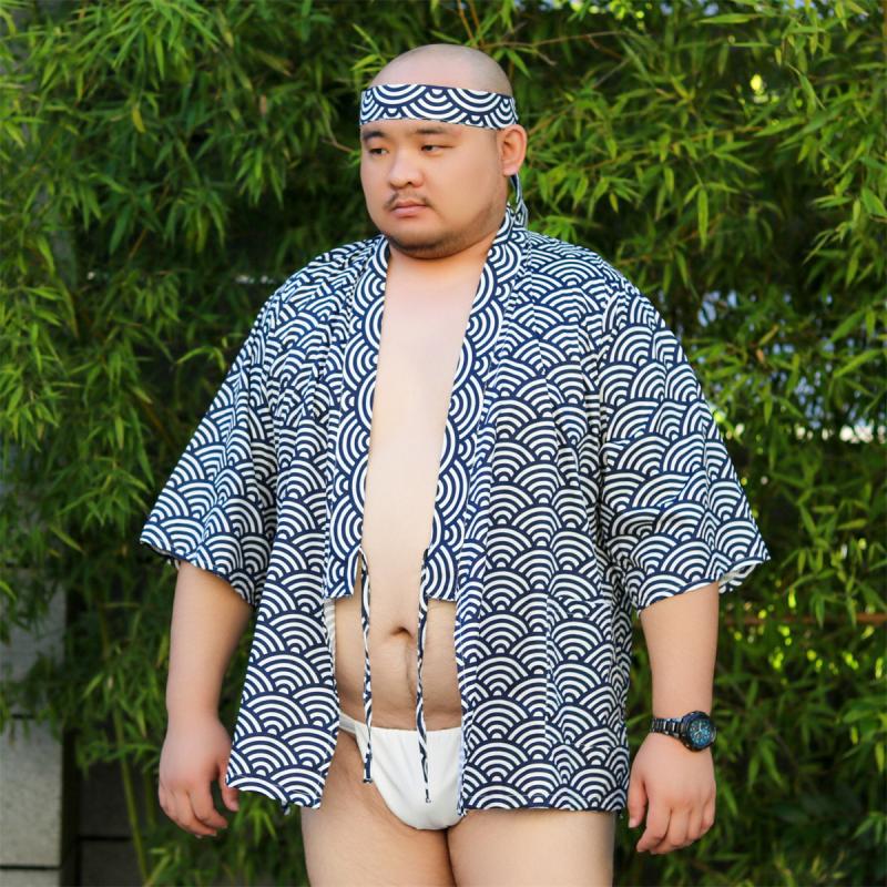 TRCE镭创 熊熊休闲宽松和风家居服熊圈浴衣甚平男外套