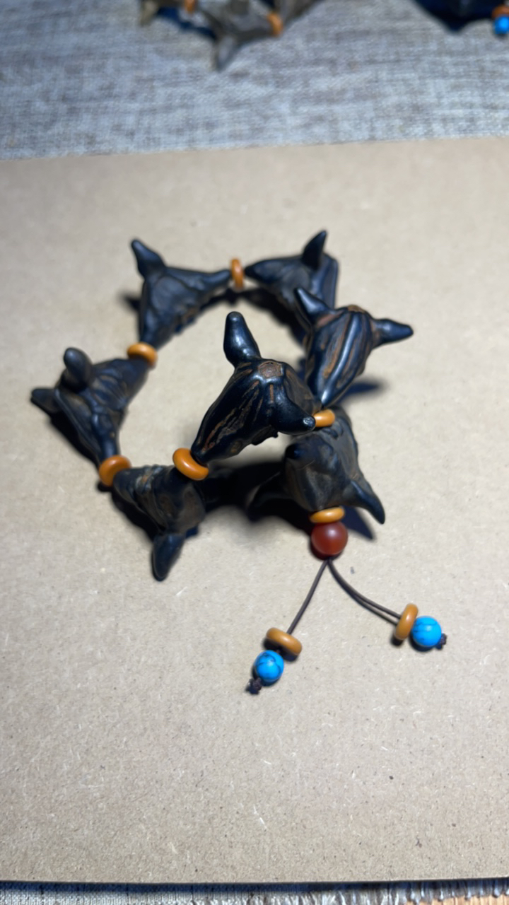 1-牛头马面鬼角菩提手串文玩