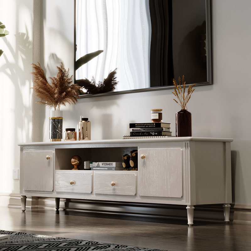 全实木电视柜客厅美式简约家用储物地柜组合边柜落地轻奢电视机柜