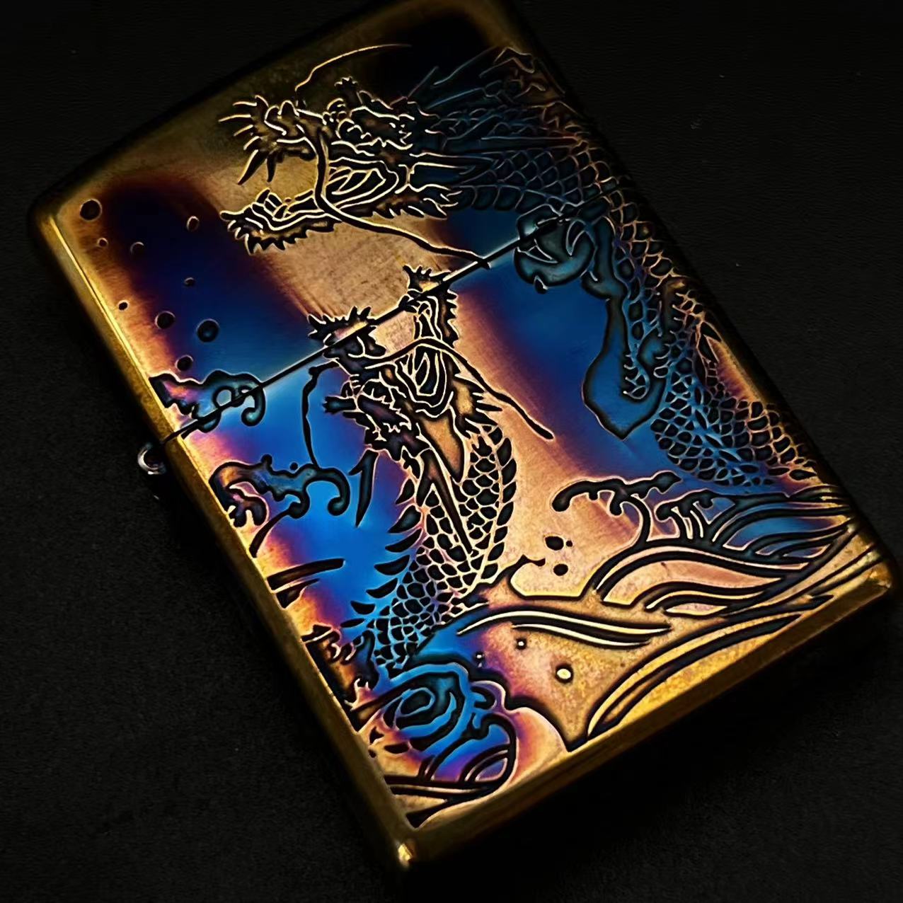 日版原版烤蓝（双龙）ZBT-3-39b 打火机