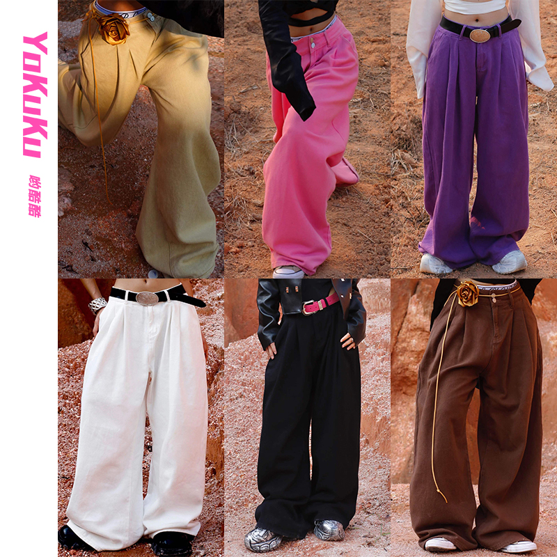哟酷酷叶公子同款阔腿裤女显瘦中高阔腿裤宽松裤梨型身材的菜高腰