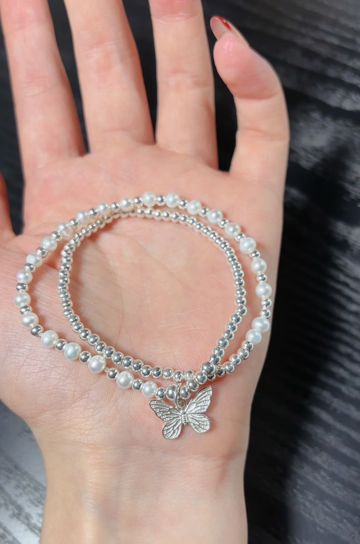 足银手链 足银DIY手链 蝴蝶手链时尚气质轻奢精致