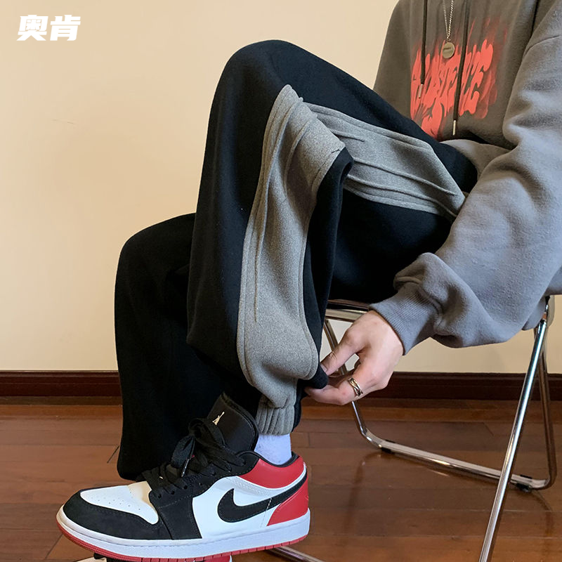 加厚卫裤男2023新款秋冬季束脚裤子宽松休闲运动长