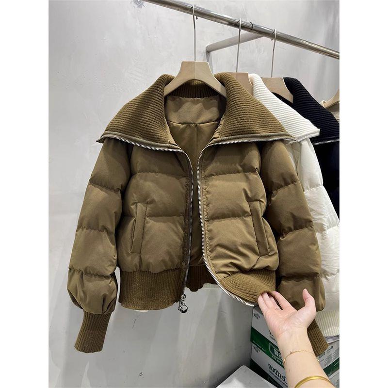雅鹿欧货大翻领短款羽绒棉服女冬季2023新款加厚保暖小个子棉衣外