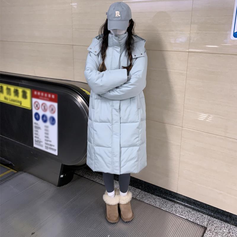 雅鹿冬季羽绒棉服女装中长版2023年新款韩版宽松棉袄加厚过膝棉衣