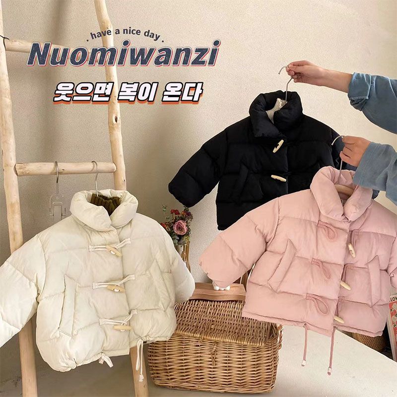 女童冬季棉服外套2023新款儿童牛角扣面包服女宝宝加厚棉袄冬款潮