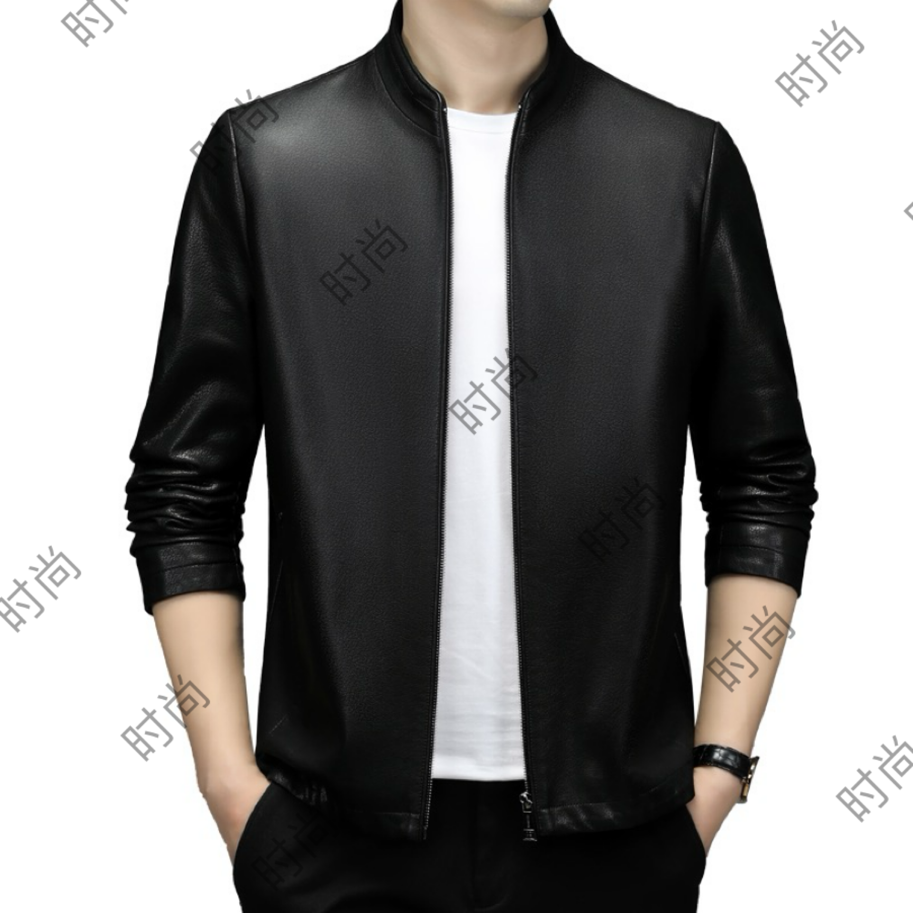 2024秋季新款男士商务休闲时尚百搭大气皮夹克