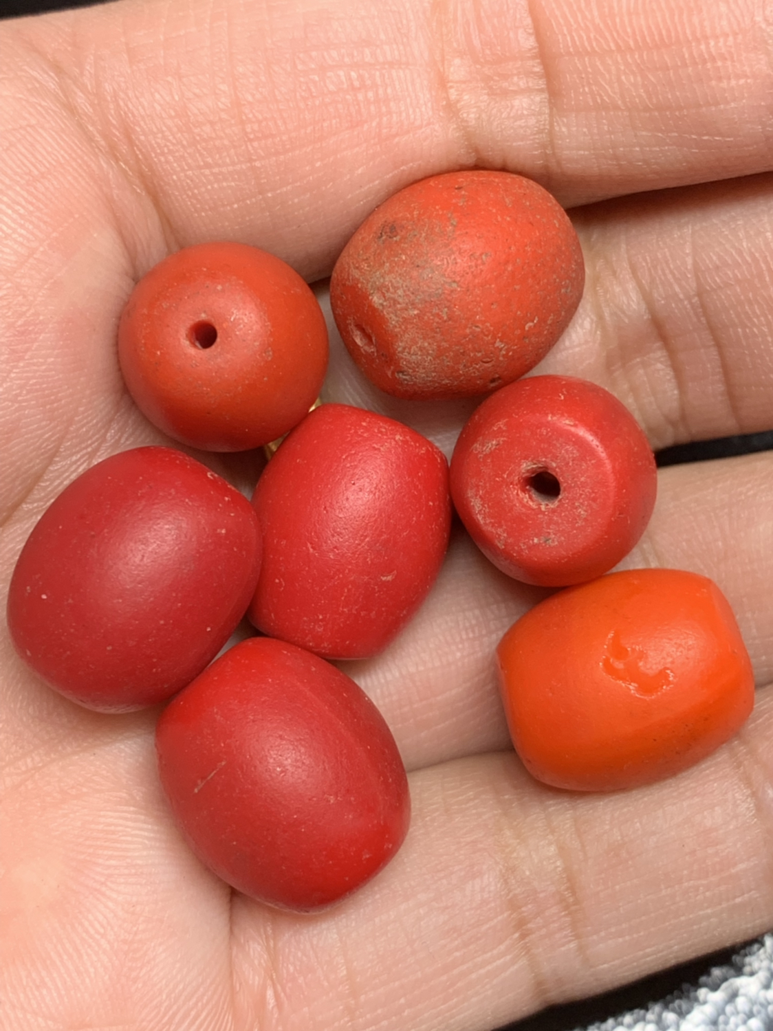 藏式红琉璃桶珠吊坠单颗