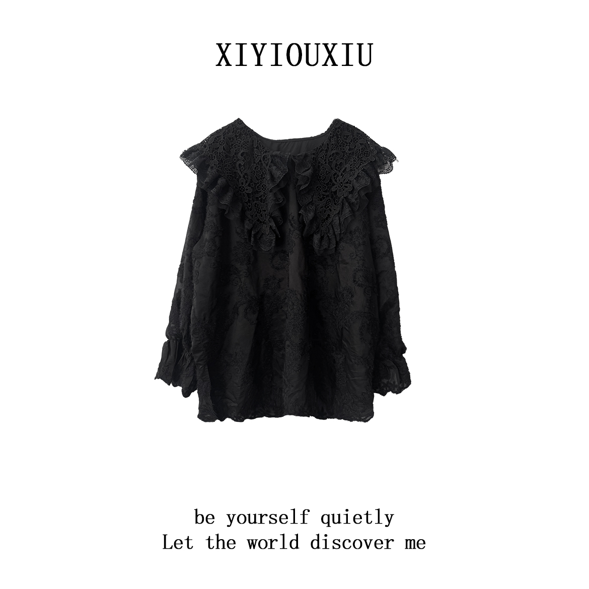 辰曦同款【满心欢喜】创意款重工娃娃领刺绣上衣 