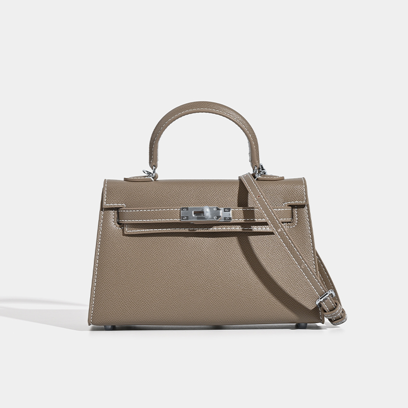 2025秋冬时尚百搭牛皮高级质感凯莉包单肩斜挎手提女士包真皮轻奢